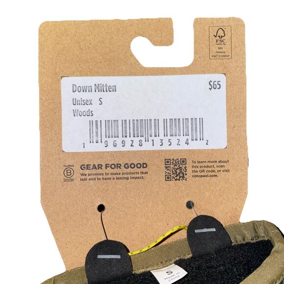 Cotopaxi Down Mittens Gloves Olive Green S Unisex NWT - Picture 6 of 6